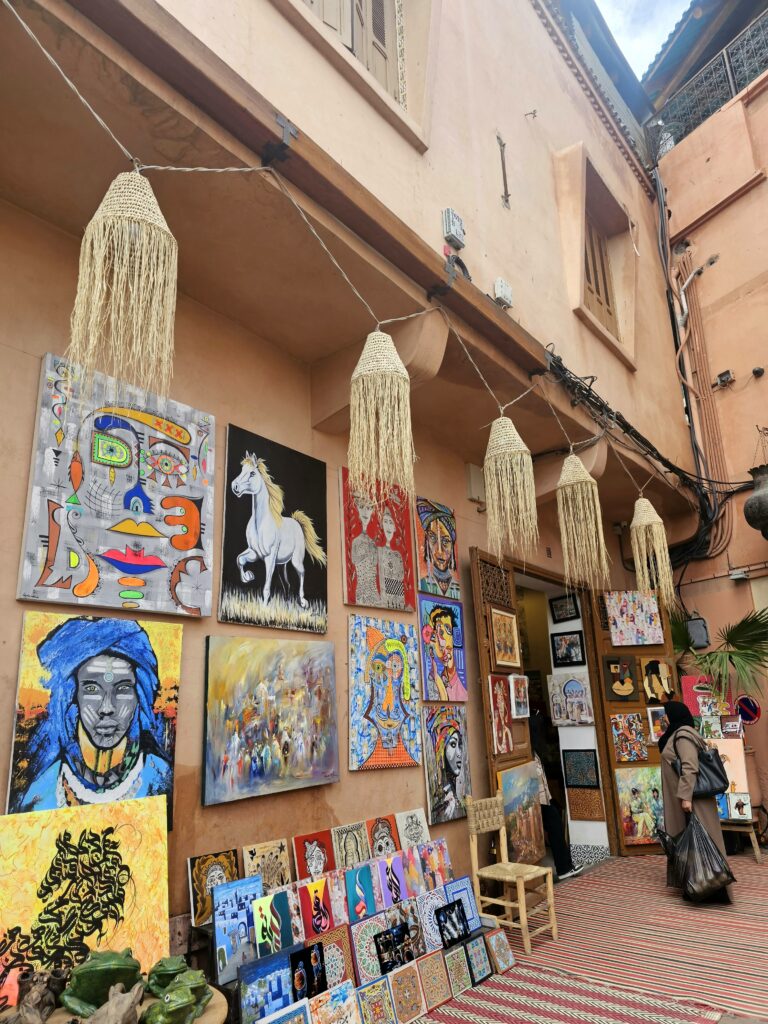 Medina Marrakech art work in the souks