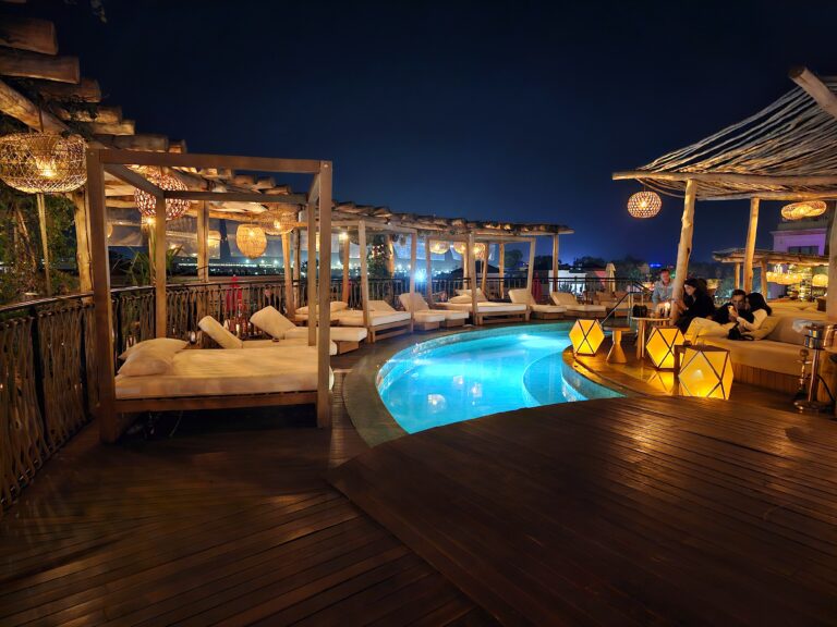 Nobu rooftop bar and pool Marrakech at night