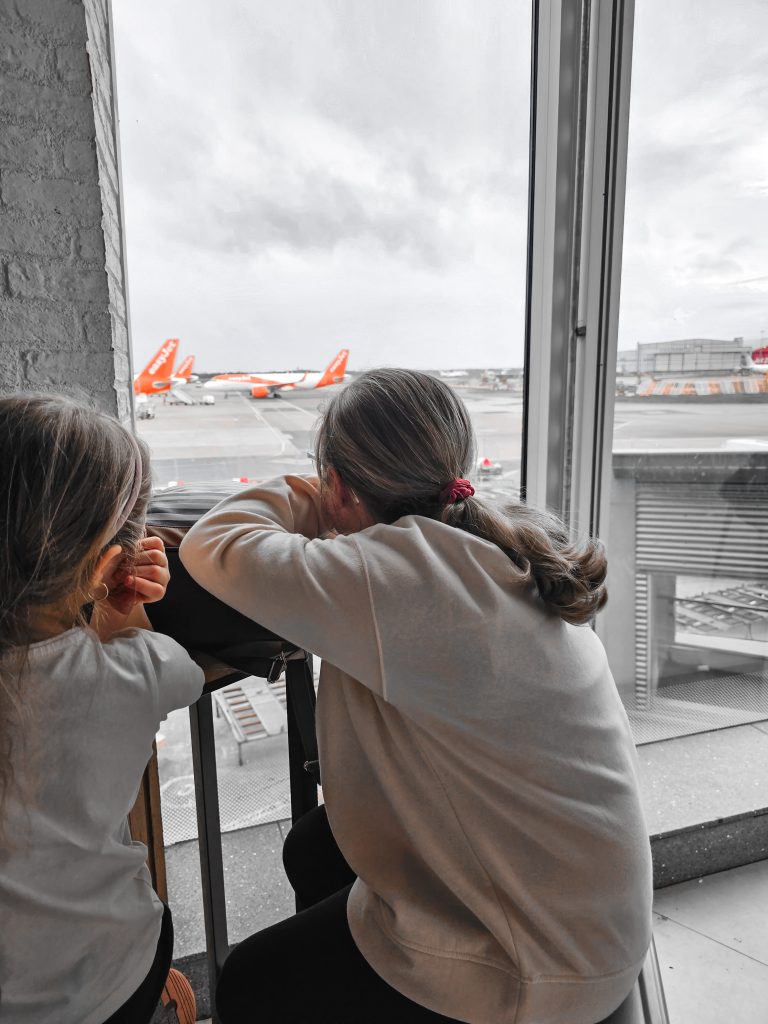Waiting for out flight to Italy airport shot of an easyjet plane at Manchester airport