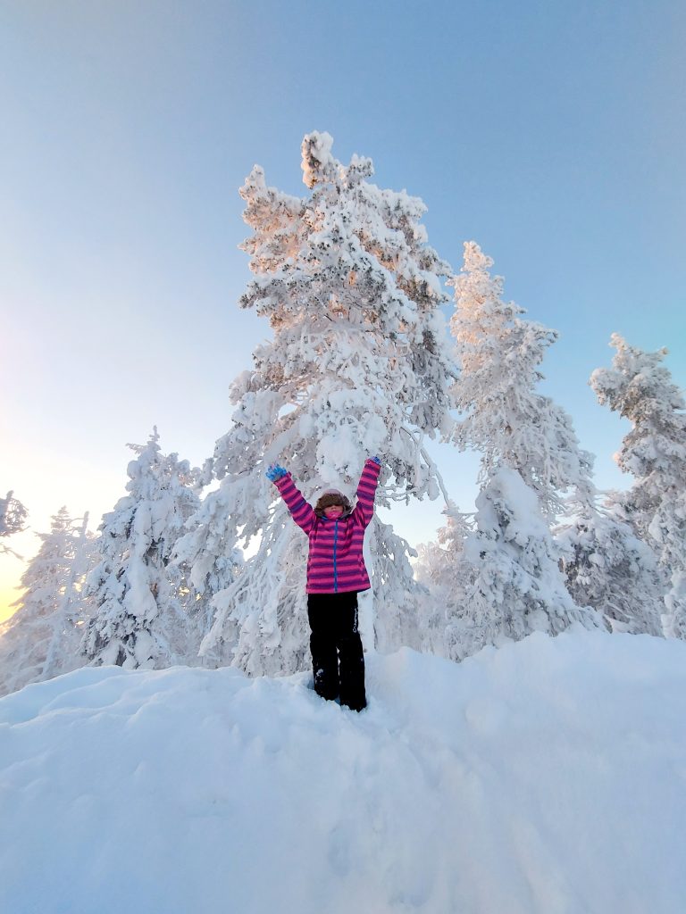 snow play in Levi fells Lapland