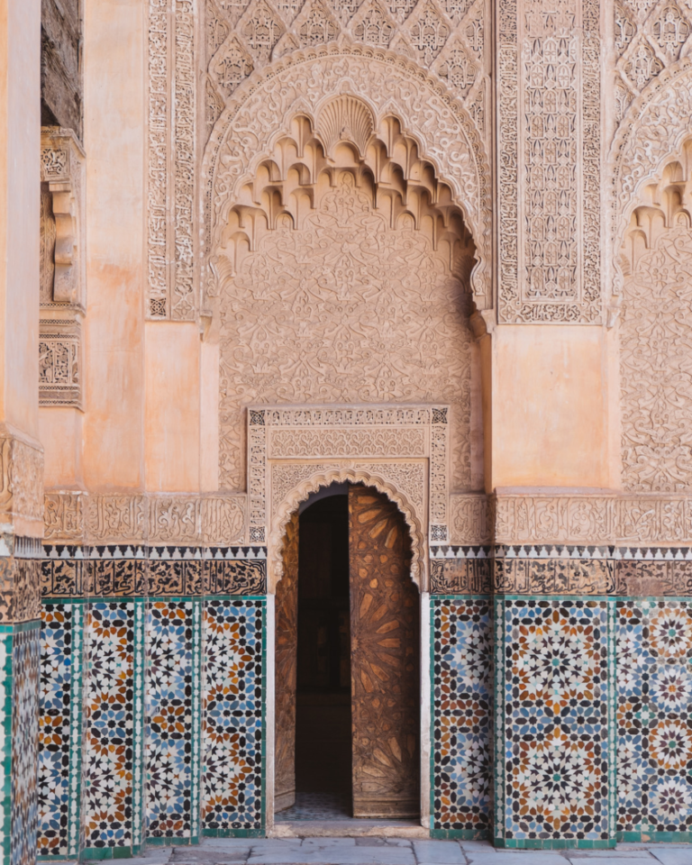 Ben Youssef Madrasa intricate tiles and doors