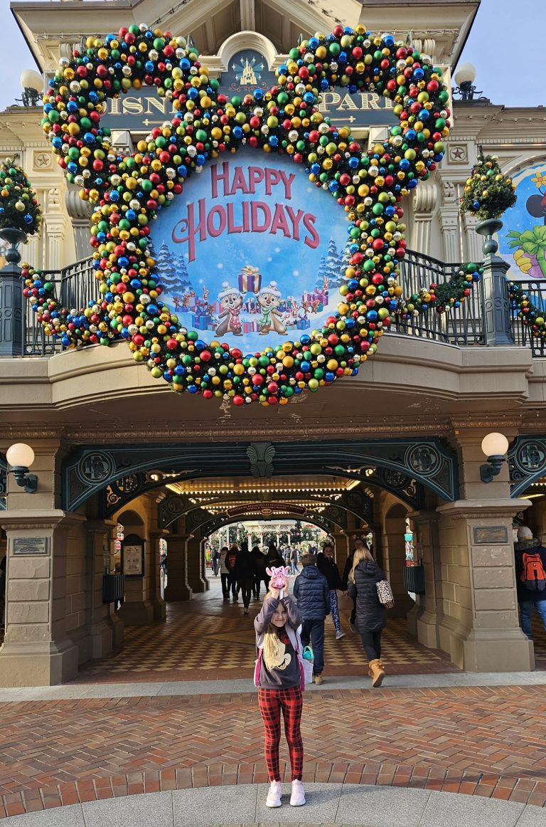 entrance Disneyland Paris at Christmas time