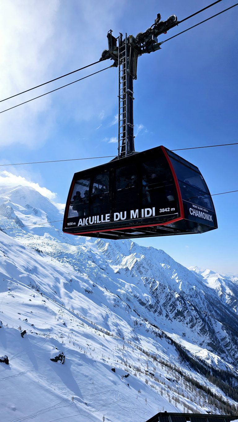 Aiguille du Midi cable car station in chamonix