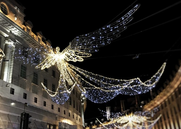 Christmas decorations and illuminated lights in London