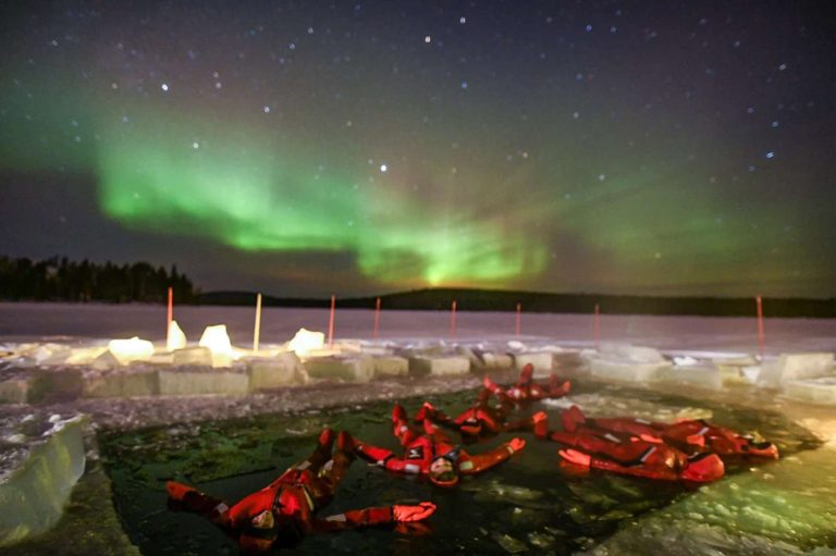 Ice floating in Rovaniemi Lapland