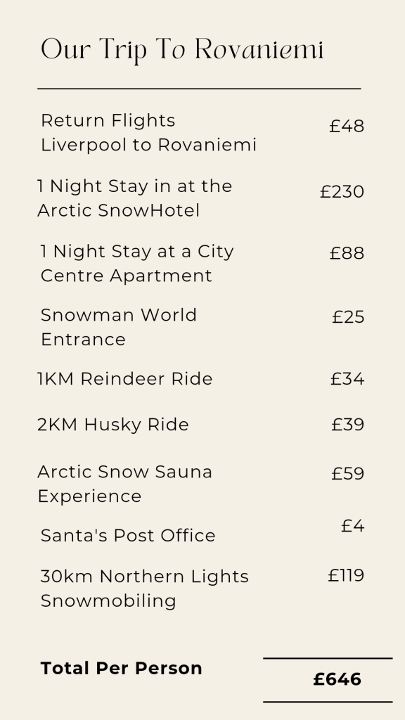 how much does 3 days in Lapland cost