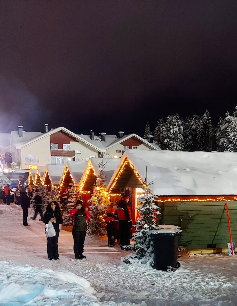 Levi Christmas Huts in the snow