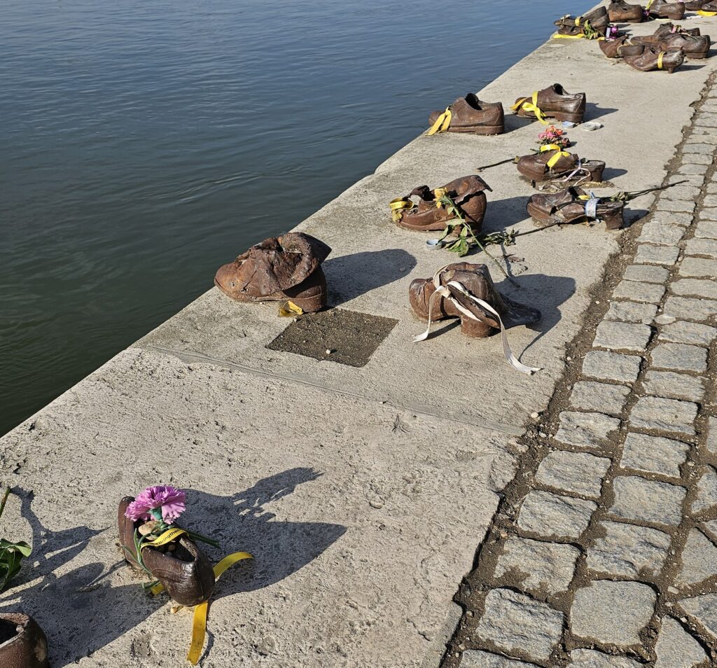 shoes on the banks of river Danube Budapest