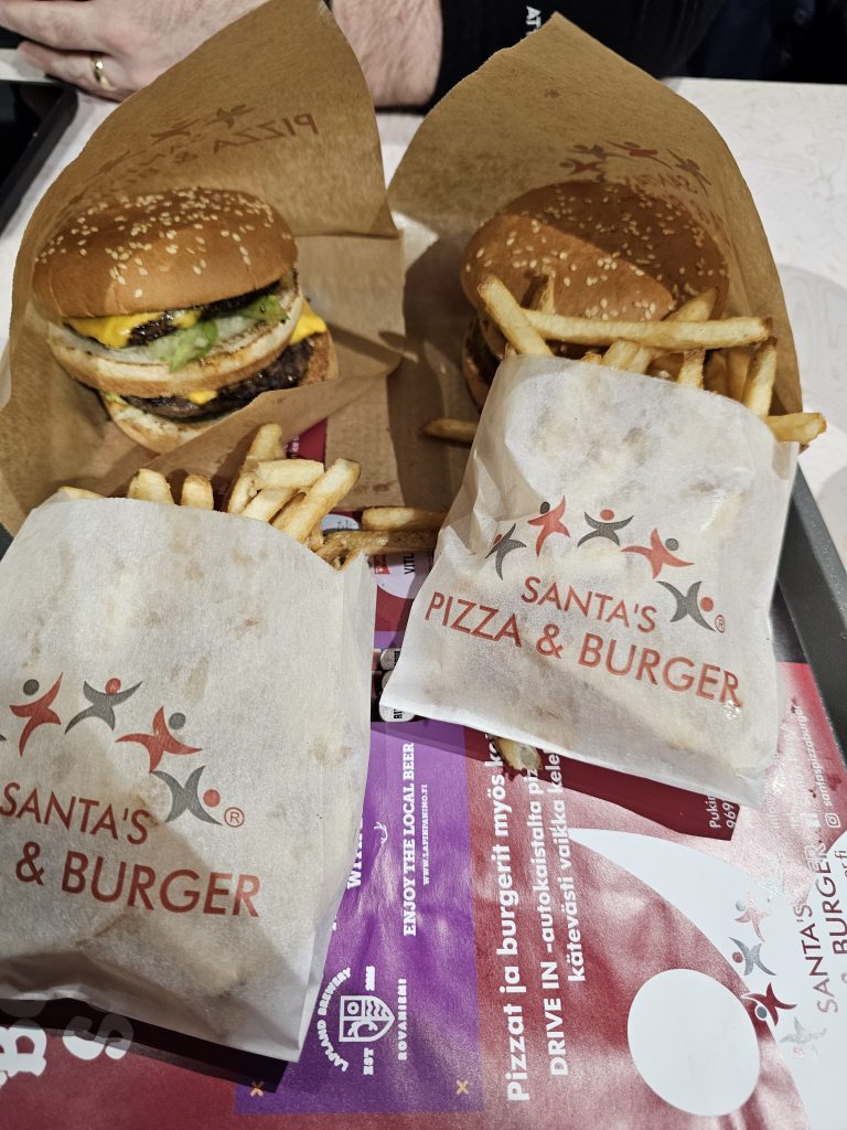 food at santa claus village burger and fries