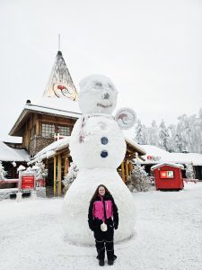 giant snowman at Santa Claus Village in Rovaniemi Lapland