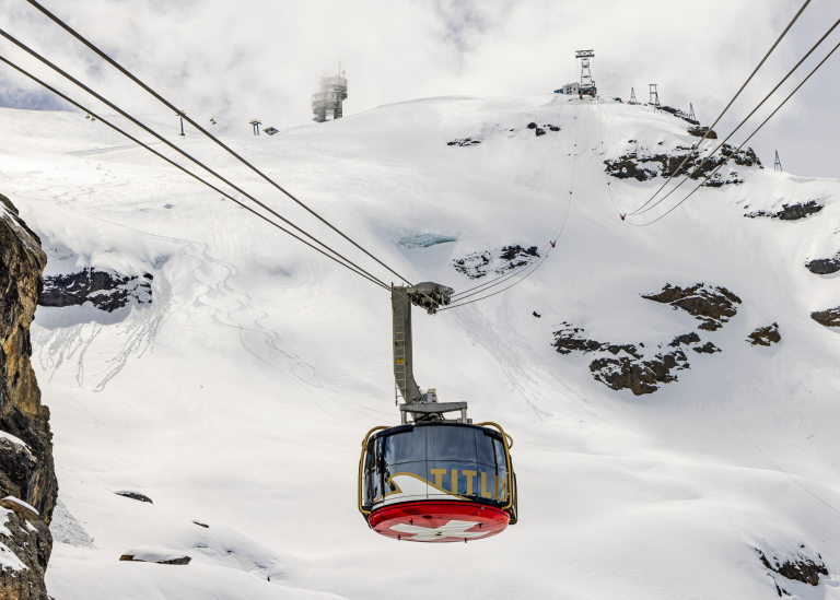 cable car in mount titlis in the snow switzerland