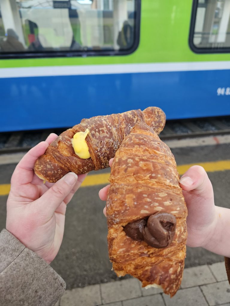 Pastries in Italy at a train station