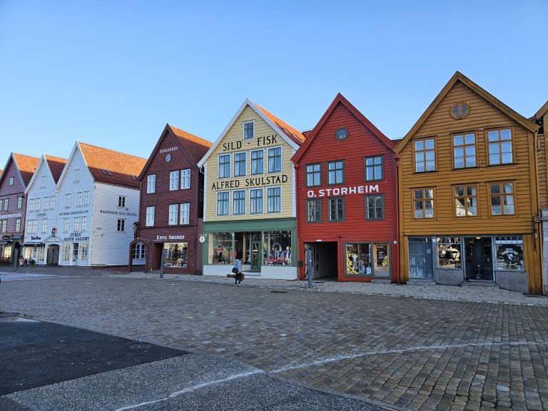 Colourful wooden houses at Bryggen harbour in Bergen, Norway