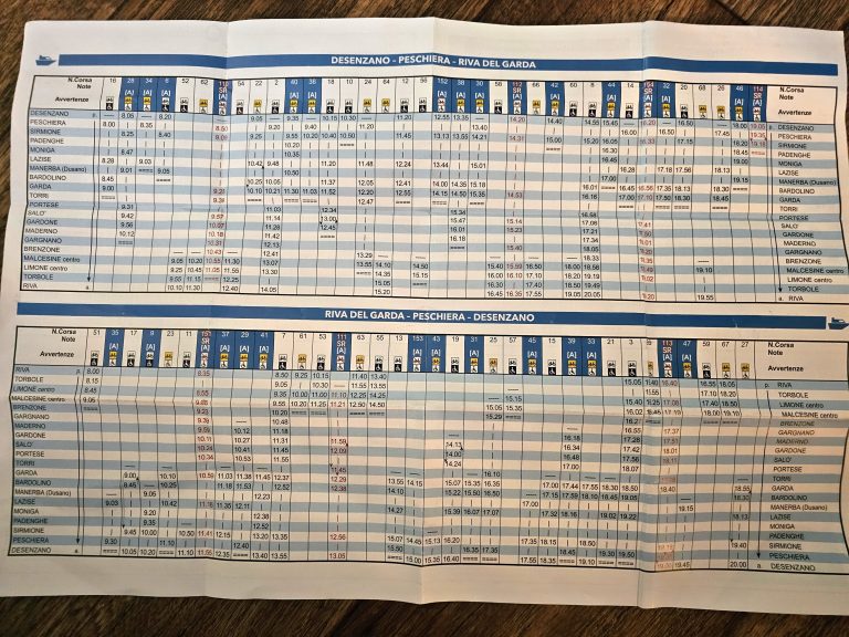 Lake Garda 2026 ferry timetable
