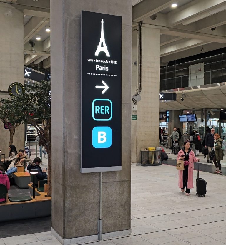 Signs in Paris airport to metro