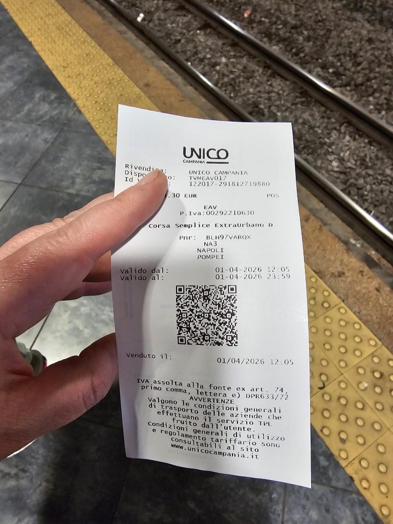 ticket to Pompeii on the circumvesuviana line