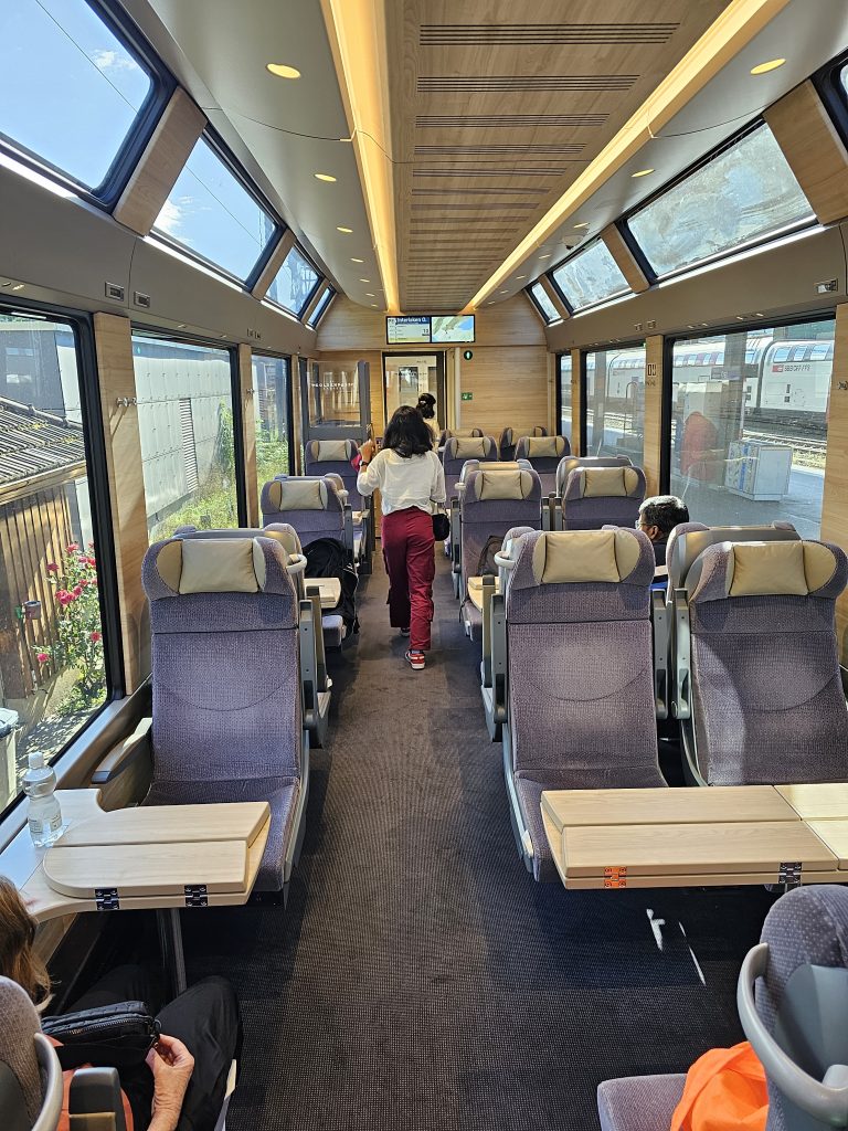1st class carriage seats on Goldenpass Express Train