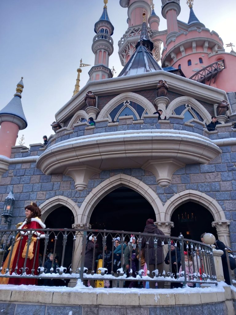 Disney Princesses in the snow at Disneyland Paris