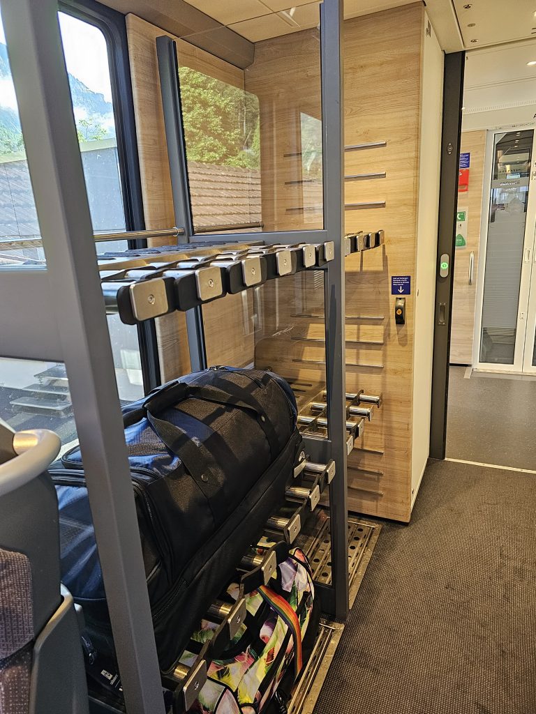 Luggage rack on Goldenpass Express Train
