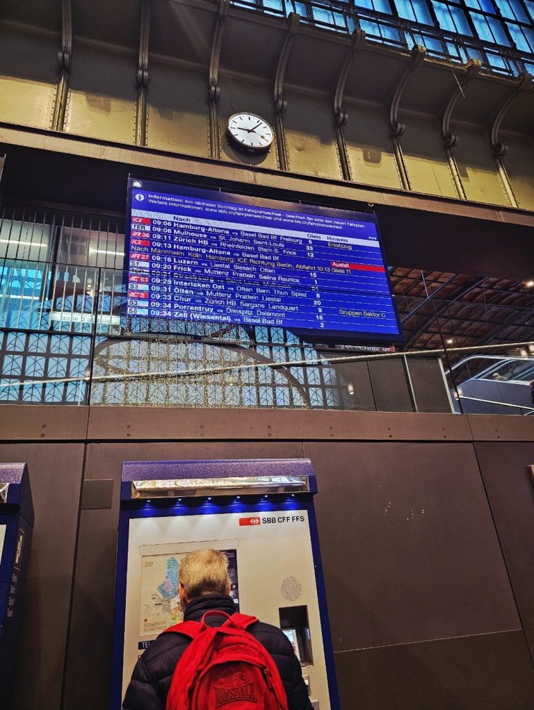 Basel train station departure board