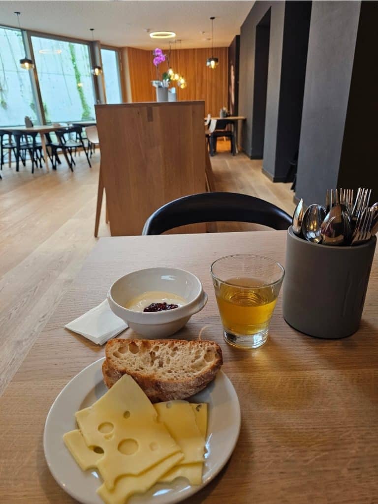 Cold Breakfast at youth hostel in Switzerland