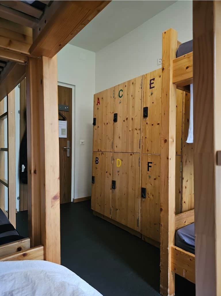 Lockers at a youth hostel in Switzerland