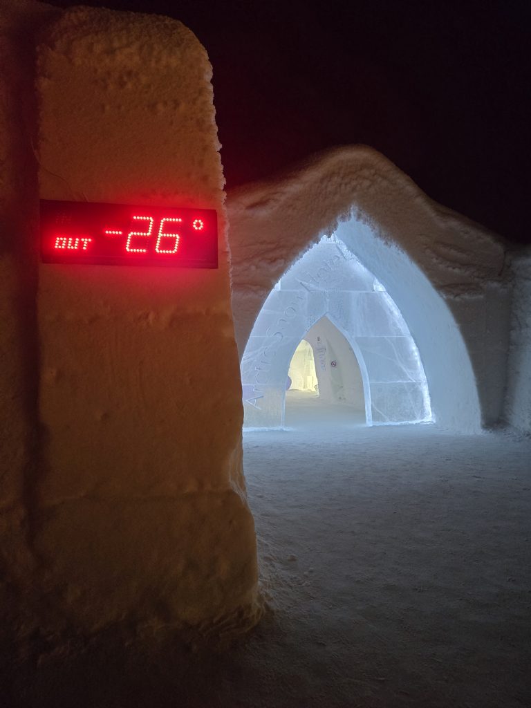 Ice Hotel Tour - entrance to the snowhotel & ice restaurant