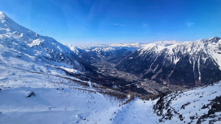 Chamonix Valley in February Snow