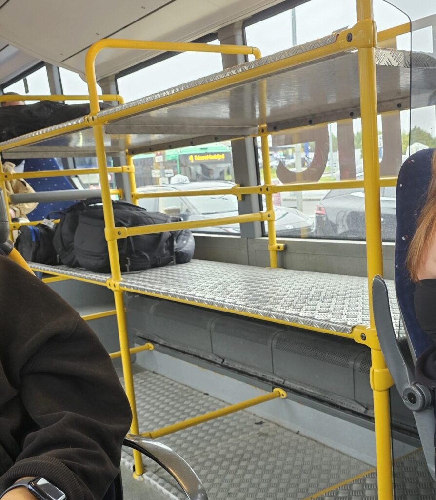 Luggage racks on board VY Train Bus