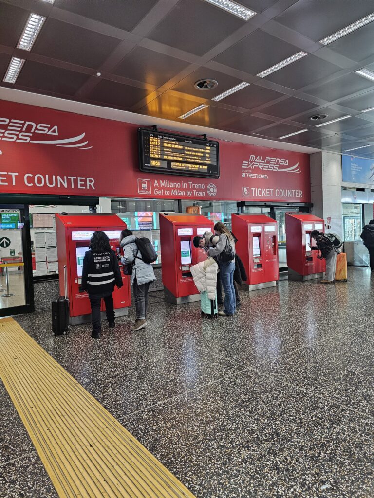 Train ticket office at Milan Malpensa