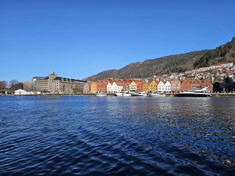 View of Bryggen from Fjord Cruise boat