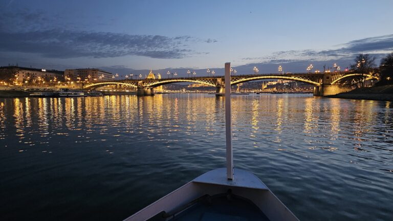 Boat on the river Danube at night
