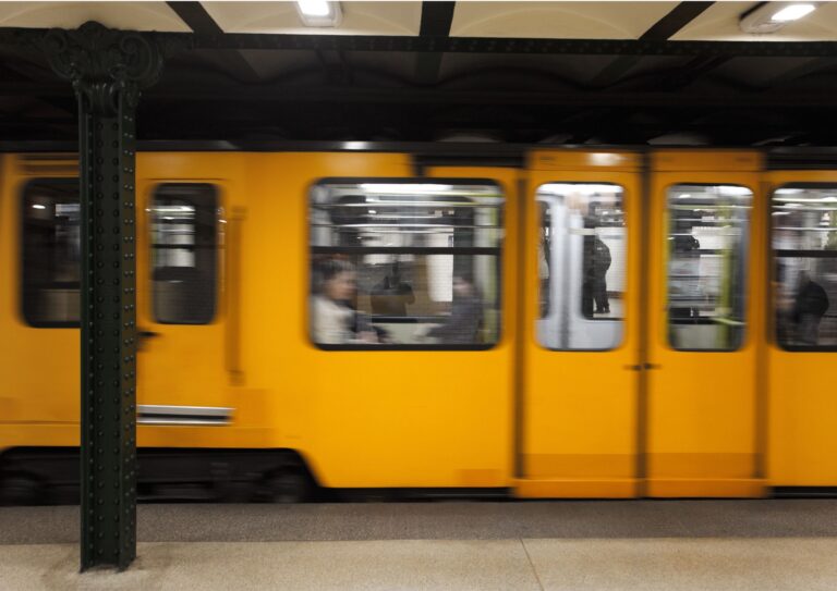 yellow train on the Budapest metro