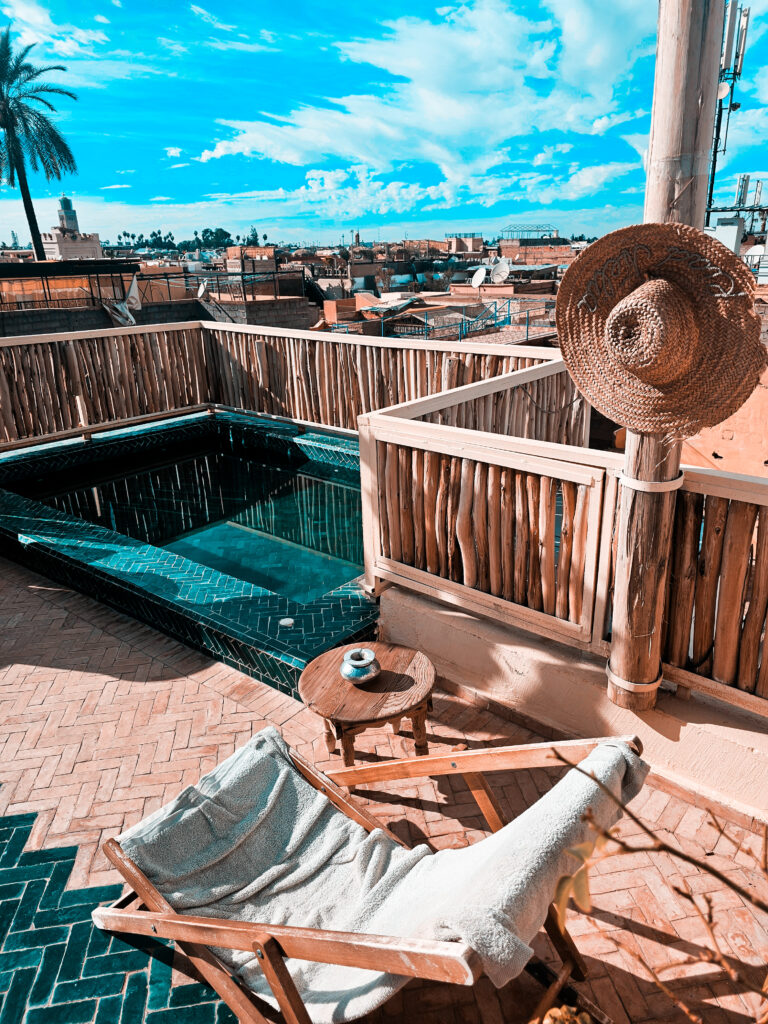 Rooftop pool on the top of a riad in the medina, Marrakesh